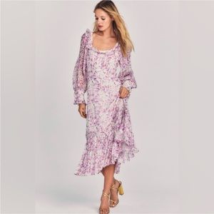 LoveShackFancy Silk Floral Midi Dress ($695) Size 4
